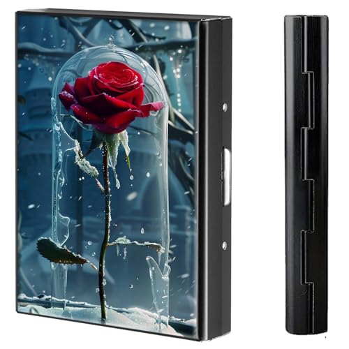 BVCLKJPOI Kreditkartenetui aus Metall, 6 Kartenfächer, RFID-blockierende Edelstahl-Geldbörse, schlanke Metall-Kreditkarten-Brieftasche, mit zuverlässigem Druckknopf, Metallgeldbörse für Damen und von BVCLKJPOI