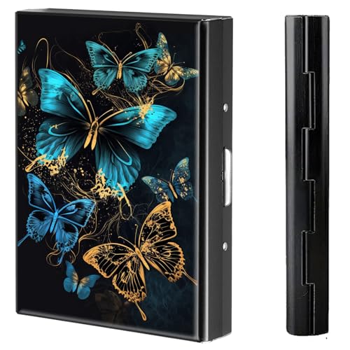 BVCLKJPOI Kreditkartenetui aus Metall, 6 Kartenfächer, RFID-blockierende Edelstahl-Geldbörse, schlanke Metall-Kreditkarten-Brieftasche, mit zuverlässigem Druckknopf, Metallgeldbörse für Damen und von BVCLKJPOI