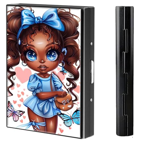 BVCLKJPOI Kreditkartenetui aus Metall, 6 Kartenfächer, RFID-blockierende Edelstahl-Geldbörse, schlanke Metall-Kreditkarten-Brieftasche, mit zuverlässigem Druckknopf, Metallgeldbörse für Damen und von BVCLKJPOI