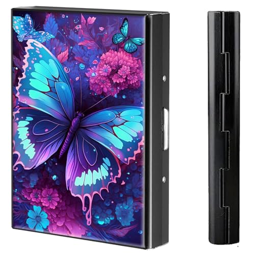 BVCLKJPOI Kreditkartenetui aus Metall, 6 Kartenfächer, RFID-blockierende Edelstahl-Geldbörse, schlanke Metall-Kreditkarten-Brieftasche, mit zuverlässigem Druckknopf, Metallgeldbörse für Damen und von BVCLKJPOI