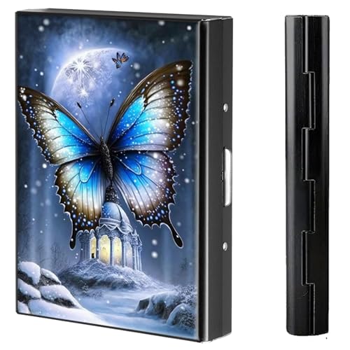 BVCLKJPOI Kreditkartenetui aus Metall, 6 Kartenfächer, RFID-blockierende Edelstahl-Geldbörse, schlanke Metall-Kreditkarten-Brieftasche, mit zuverlässigem Druckknopf, Metallgeldbörse für Damen und von BVCLKJPOI