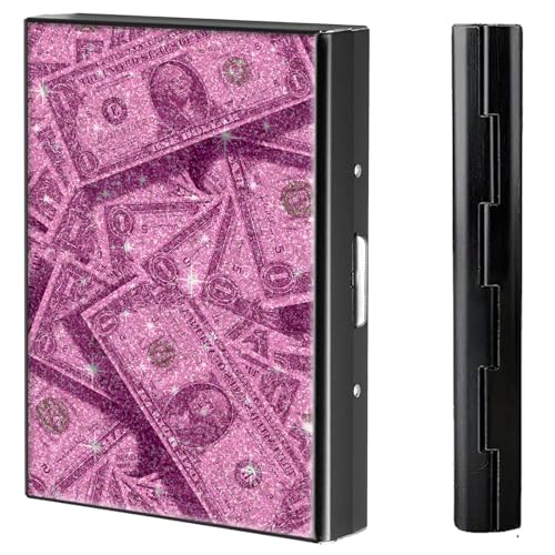 BVCLKJPOI Kreditkartenetui aus Metall, 6 Kartenfächer, RFID-blockierende Edelstahl-Geldbörse, schlanke Metall-Kreditkarten-Brieftasche, mit zuverlässigem Druckknopf, Metallgeldbörse für Damen und von BVCLKJPOI