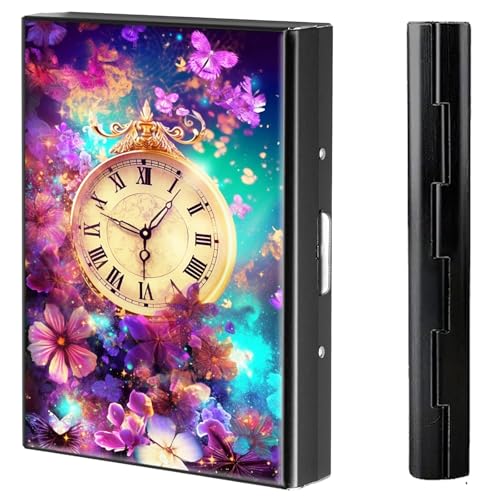 BVCLKJPOI Kreditkartenetui aus Metall, 6 Kartenfächer, RFID-blockierende Edelstahl-Geldbörse, schlanke Metall-Kreditkarten-Brieftasche, mit zuverlässigem Druckknopf, Metallgeldbörse für Damen und von BVCLKJPOI