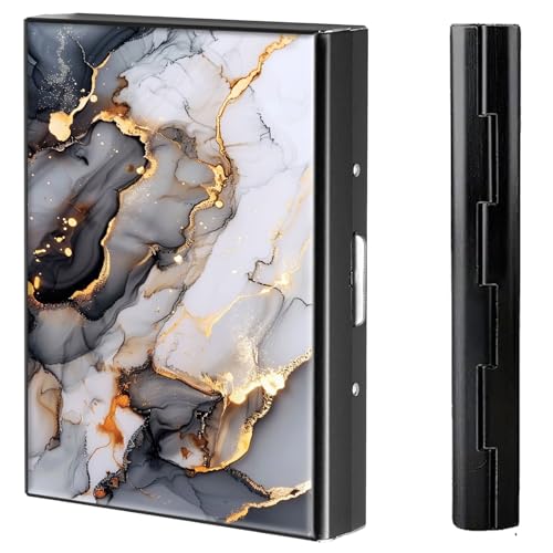 BVCLKJPOI Kreditkartenetui aus Metall, 6 Kartenfächer, RFID-blockierende Edelstahl-Geldbörse, schlanke Metall-Kreditkarten-Brieftasche, mit zuverlässigem Druckknopf, Metallgeldbörse für Damen und von BVCLKJPOI