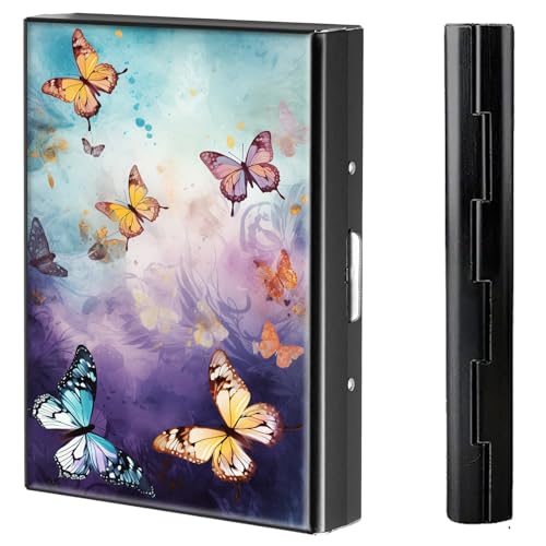 BVCLKJPOI Kreditkartenetui aus Metall, 6 Kartenfächer, RFID-blockierende Edelstahl-Geldbörse, schlanke Metall-Kreditkarten-Brieftasche, mit zuverlässigem Druckknopf, Metallgeldbörse für Damen und von BVCLKJPOI