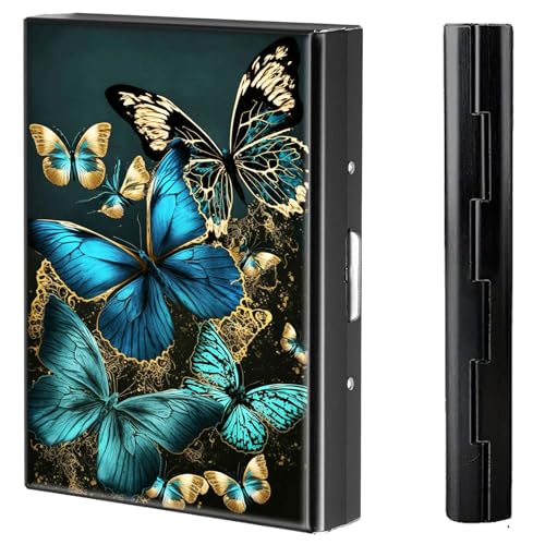 BVCLKJPOI Kreditkartenetui aus Metall, 6 Kartenfächer, RFID-blockierende Edelstahl-Geldbörse, schlanke Metall-Kreditkarten-Brieftasche, mit zuverlässigem Druckknopf, Metallgeldbörse für Damen und von BVCLKJPOI