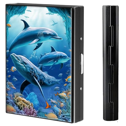 BVCLKJPOI Kreditkartenetui aus Metall, 6 Kartenfächer, RFID-blockierende Edelstahl-Geldbörse, schlanke Metall-Kreditkarten-Brieftasche, mit zuverlässigem Druckknopf, Metallgeldbörse für Damen und von BVCLKJPOI