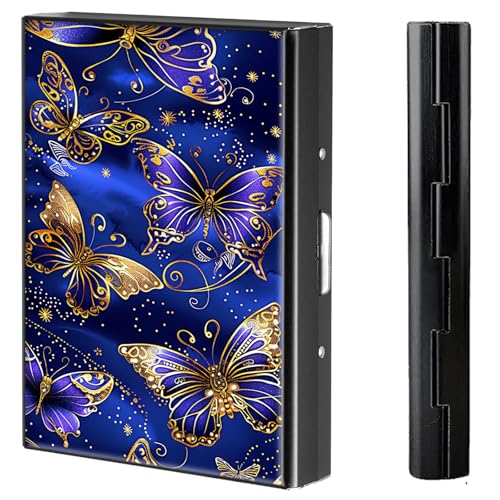 BVCLKJPOI Kreditkartenetui aus Metall, 6 Kartenfächer, RFID-blockierende Edelstahl-Geldbörse, schlanke Metall-Kreditkarten-Brieftasche, mit zuverlässigem Druckknopf, Metallgeldbörse für Damen und von BVCLKJPOI