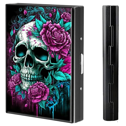 BVCLKJPOI Kreditkartenetui aus Metall, 6 Kartenfächer, RFID-blockierende Edelstahl-Geldbörse, schlanke Metall-Kreditkarten-Brieftasche, mit zuverlässigem Druckknopf, Metallgeldbörse für Damen und von BVCLKJPOI