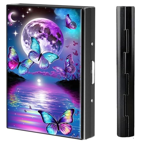 BVCLKJPOI Kreditkartenetui aus Metall, 6 Kartenfächer, RFID-blockierende Edelstahl-Geldbörse, schlanke Metall-Kreditkarten-Brieftasche, mit zuverlässigem Druckknopf, Metallgeldbörse für Damen und von BVCLKJPOI