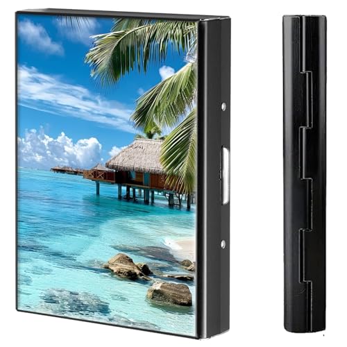 BVCLKJPOI Kreditkartenetui aus Metall, 6 Kartenfächer, RFID-blockierende Edelstahl-Geldbörse, schlanke Metall-Kreditkarten-Brieftasche, mit zuverlässigem Druckknopf, Metallgeldbörse für Damen und von BVCLKJPOI