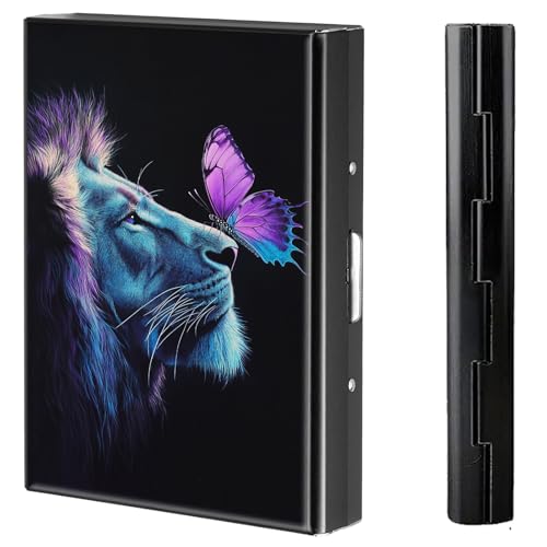 BVCLKJPOI Kreditkartenetui aus Metall, 6 Kartenfächer, RFID-blockierende Edelstahl-Geldbörse, schlanke Metall-Kreditkarten-Brieftasche, mit zuverlässigem Druckknopf, Metallgeldbörse für Damen und von BVCLKJPOI