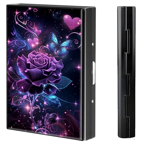 BVCLKJPOI Kreditkartenetui aus Metall, 6 Kartenfächer, RFID-blockierende Edelstahl-Geldbörse, schlanke Metall-Kreditkarten-Brieftasche, mit zuverlässigem Druckknopf, Metallgeldbörse für Damen und von BVCLKJPOI