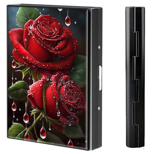 BVCLKJPOI Kreditkartenetui aus Metall, 6 Kartenfächer, RFID-blockierende Edelstahl-Geldbörse, schlanke Metall-Kreditkarten-Brieftasche, mit zuverlässigem Druckknopf, Metallgeldbörse für Damen und von BVCLKJPOI