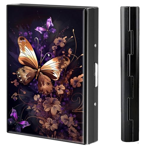 BVCLKJPOI Kreditkartenetui aus Metall, 6 Kartenfächer, RFID-blockierende Edelstahl-Geldbörse, schlanke Metall-Kreditkarten-Brieftasche, mit zuverlässigem Druckknopf, Metallgeldbörse für Damen und von BVCLKJPOI