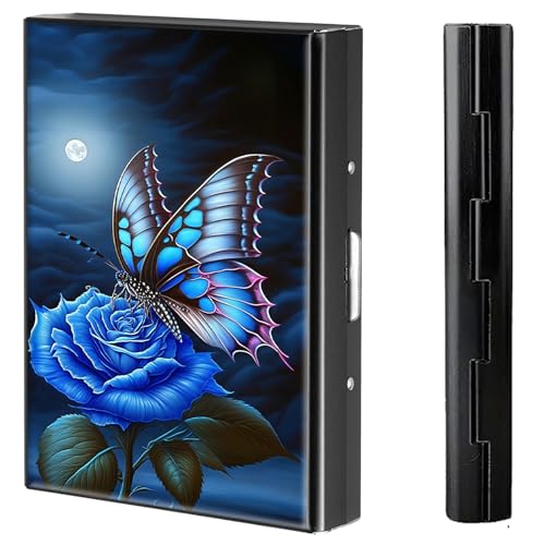 BVCLKJPOI Kreditkartenetui aus Metall, 6 Kartenfächer, RFID-blockierende Edelstahl-Geldbörse, schlanke Metall-Kreditkarten-Brieftasche, mit zuverlässigem Druckknopf, Metallgeldbörse für Damen und von BVCLKJPOI