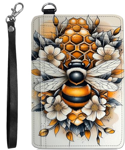 BVCLKJPOI RFID Blocking Wallet Women Slim Credit Card Holder with ID Window, Cute Small Front Pocket Card Wallet, Minimalist PU Leather Card Case for Travel Shopping Office Use, A1, Biene von BVCLKJPOI