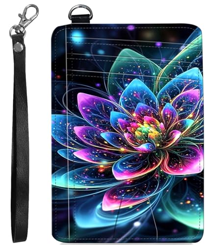 BVCLKJPOI RFID Blocking Wallet Women Slim Credit Card Holder with ID Window, Cute Small Front Pocket Card Wallet, Minimalist PU Leather Card Case for Travel Shopping Office Use, A1, Blühende Blume von BVCLKJPOI