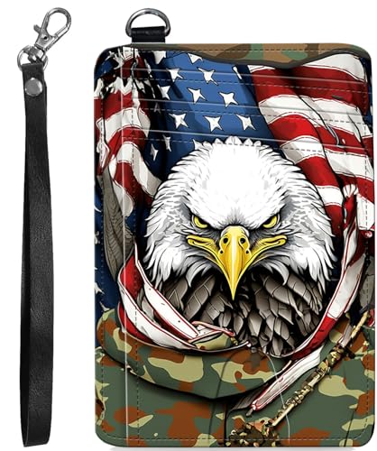 BVCLKJPOI RFID Blocking Wallet Women Slim Credit Card Holder with ID Window, Cute Small Front Pocket Card Wallet, Minimalist PU Leather Card Case for Travel Shopping Office Use, A1, Camouflage Adler von BVCLKJPOI