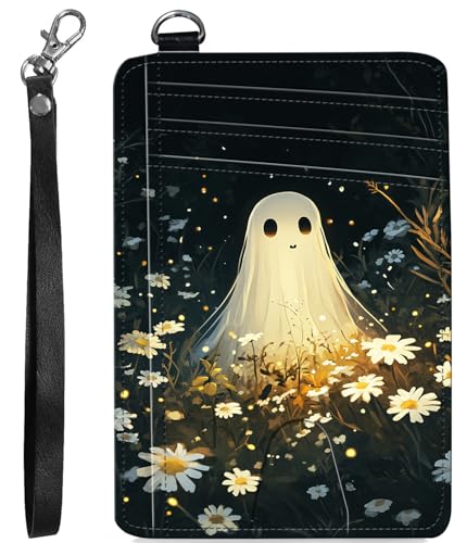 BVCLKJPOI RFID Blocking Wallet Women Slim Credit Card Holder with ID Window, Cute Small Front Pocket Card Wallet, Minimalist PU Leather Card Case for Travel Shopping Office Use, A1, Flower Spooky von BVCLKJPOI