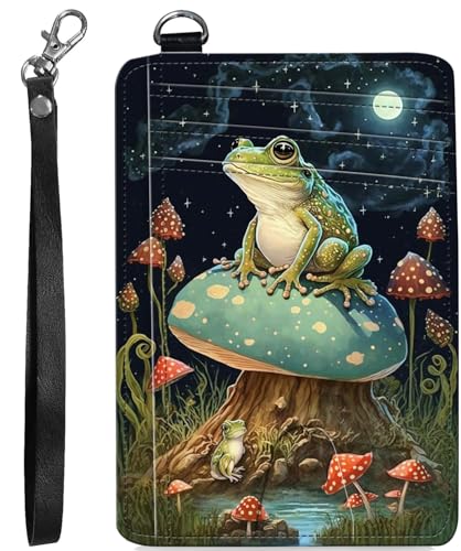 BVCLKJPOI RFID Blocking Wallet Women Slim Credit Card Holder with ID Window, Cute Small Front Pocket Card Wallet, Minimalist PU Leather Card Case for Travel Shopping Office Use, A1, Froschpilz von BVCLKJPOI