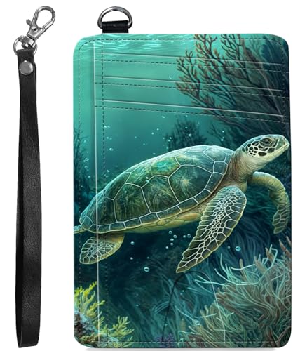 BVCLKJPOI RFID Blocking Wallet Women Slim Credit Card Holder with ID Window, Cute Small Front Pocket Card Wallet, Minimalist PU Leather Card Case for Travel Shopping Office Use, A1, Grün (Green Turtle BVCLKJPOI RFID Blocking Wallet Women Slim Credit Card Holder with ID Window, Cute Small Front Pocket Card Wallet, Minimalist PU Leather Card Case for Travel Shopping Office Use, A1, Grün (Green Turtle von BVCLKJPOI