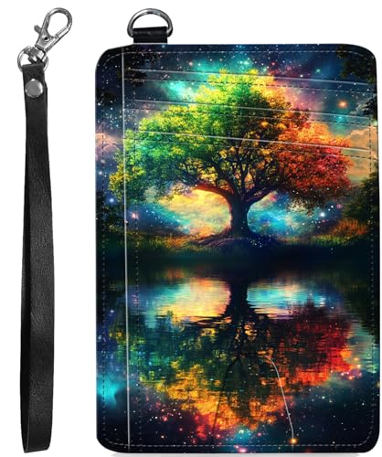 BVCLKJPOI RFID Blocking Wallet Women Slim Credit Card Holder with ID Window, Cute Small Front Pocket Card Wallet, Minimalist PU Leather Card Case for Travel Shopping Office Use, A1, Lebensbaum von BVCLKJPOI