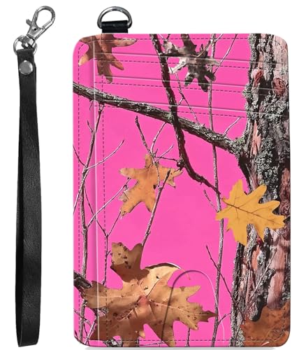 BVCLKJPOI RFID Blocking Wallet Women Slim Credit Card Holder with ID Window, Cute Small Front Pocket Card Wallet, Minimalist PU Leather Card Case for Travel Shopping Office Use, A1, Pink Dead Wood von BVCLKJPOI