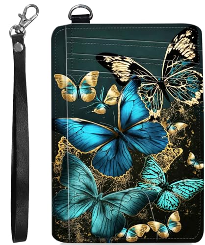 BVCLKJPOI RFID Blocking Wallet Women Slim Credit Card Holder with ID Window, Cute Small Front Pocket Card Wallet, Minimalist PU Leather Card Case for Travel Shopping Office Use, A1, blau mit von BVCLKJPOI