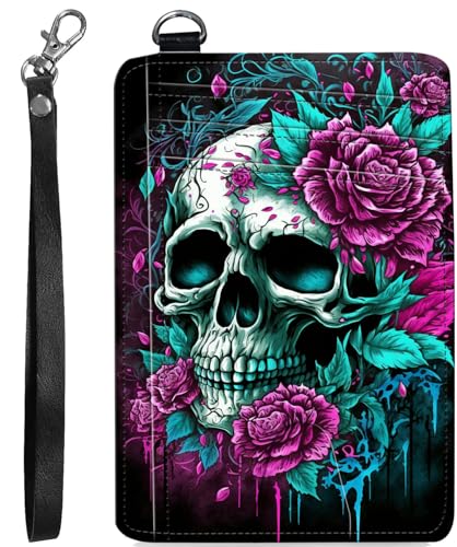 BVCLKJPOI RFID Blocking Wallet Women Slim Credit Card Holder with ID Window, Cute Small Front Pocket Card Wallet, Minimalist PU Leather Card Case for Travel Shopping Office Use, A2, Blumenkädel von BVCLKJPOI