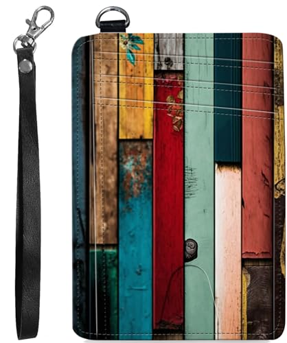 BVCLKJPOI RFID Blocking Wallet Women Slim Credit Card Holder with ID Window, Cute Small Front Pocket Card Wallet, Minimalist PU Leather Card Case for Travel Shopping Office Use, A2, Holzbrett von BVCLKJPOI