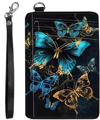 BVCLKJPOI RFID Blocking Wallet Women Slim Credit Card Holder with ID Window, Cute Small Front Pocket Card Wallet, Minimalist PU Leather Card Case for Travel Shopping Office Use, A2, Schmetterling von BVCLKJPOI
