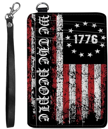 BVCLKJPOI RFID Blocking Wallet Women Slim Credit Card Holder with ID Window, Cute Small Front Pocket Card Wallet, Minimalist PU Leather Card Case for Travel Shopping Office Use, A2, US-Flagge von BVCLKJPOI
