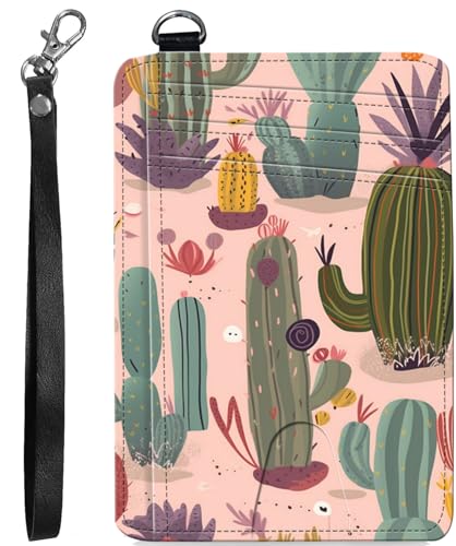 BVCLKJPOI RFID Blocking Wallet Women Slim Credit Card Holder with ID Window, Cute Small Front Pocket Card Wallet, Minimalist PU Leather Card Case for Travel Shopping Office Use, A2, cactus von BVCLKJPOI