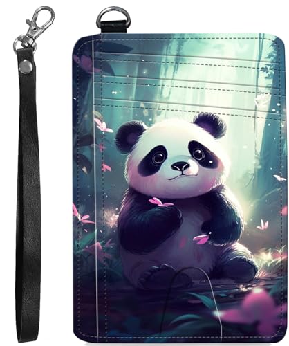 BVCLKJPOI RFID Blocking Wallet Women Slim Credit Card Holder with ID Window, Cute Small Front Pocket Card Wallet, Minimalist PU Leather Card Case for Travel Shopping Office Use, A2, panda von BVCLKJPOI