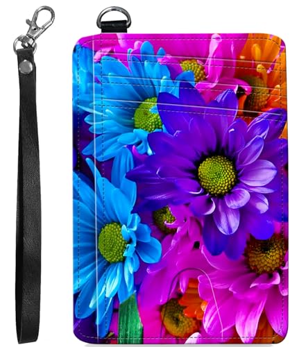 BVCLKJPOI RFID Blocking Wallet Women Slim Credit Card Holder with ID Window, Cute Small Front Pocket Card Wallet, Minimalist PU Leather Card Case for Travel Shopping Office Use, A3, Blumen von BVCLKJPOI