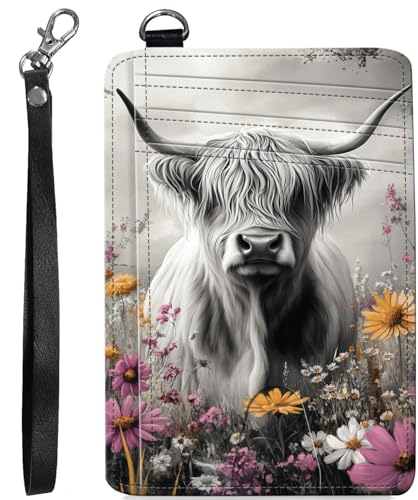 BVCLKJPOI RFID Blocking Wallet Women Slim Credit Card Holder with ID Window, Cute Small Front Pocket Card Wallet, Minimalist PU Leather Card Case for Travel Shopping Office Use, A3, Blumenkuh von BVCLKJPOI