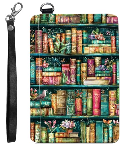 BVCLKJPOI RFID Blocking Wallet Women Slim Credit Card Holder with ID Window, Cute Small Front Pocket Card Wallet, Minimalist PU Leather Card Case for Travel Shopping Office Use, A3, Bücherregal 1 von BVCLKJPOI
