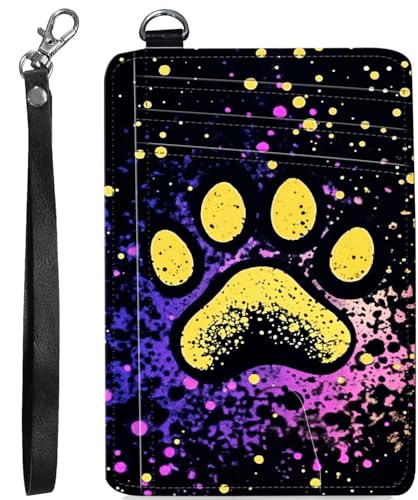 BVCLKJPOI RFID Blocking Wallet Women Slim Credit Card Holder with ID Window, Cute Small Front Pocket Card Wallet, Minimalist PU Leather Card Case for Travel Shopping Office Use, A3, Pfotenabdrücke von BVCLKJPOI