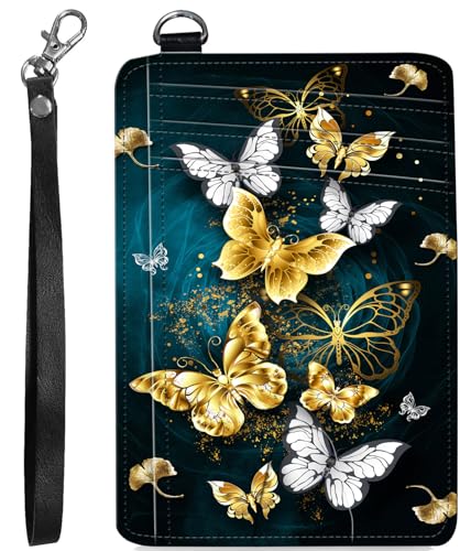 BVCLKJPOI RFID Blocking Wallet Women Slim Credit Card Holder with ID Window, Cute Small Front Pocket Card Wallet, Minimalist PU Leather Card Case for Travel Shopping Office Use, A3, Schmetterling 1 von BVCLKJPOI