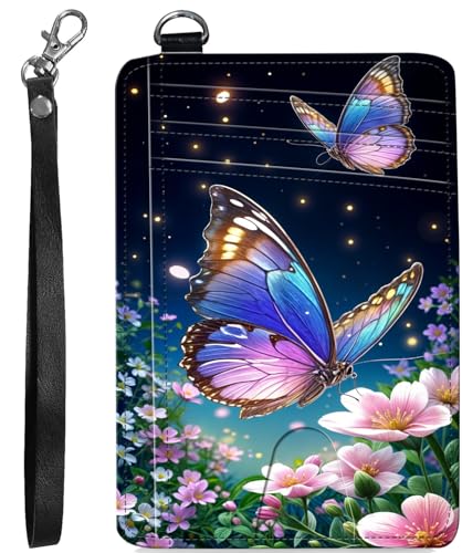 BVCLKJPOI RFID Blocking Wallet Women Slim Credit Card Holder with ID Window, Cute Small Front Pocket Card Wallet, Minimalist PU Leather Card Case for Travel Shopping Office Use, A3, Schmetterling 2 von BVCLKJPOI