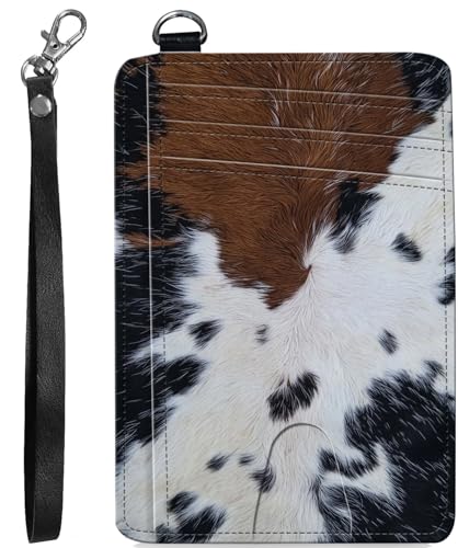 BVCLKJPOI RFID Blocking Wallet Women Slim Credit Card Holder with ID Window, Cute Small Front Pocket Card Wallet, Minimalist PU Leather Card Case for Travel Shopping Office Use, A4, Kuhmuster 1 von BVCLKJPOI