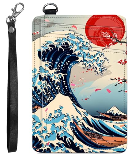 BVCLKJPOI RFID Blocking Wallet Women Slim Credit Card Holder with ID Window, Cute Small Front Pocket Card Wallet, Minimalist PU Leather Card Case for Travel Shopping Office Use, A4, Ocean Wave von BVCLKJPOI