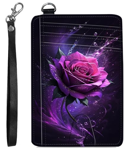 BVCLKJPOI RFID Blocking Wallet Women Slim Credit Card Holder with ID Window, Cute Small Front Pocket Card Wallet, Minimalist PU Leather Card Case for Travel Shopping Office Use, A4, Purple Rose 4 von BVCLKJPOI
