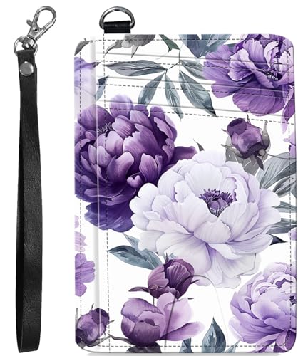 BVCLKJPOI RFID Blocking Wallet Women Slim Credit Card Holder with ID Window, Cute Small Front Pocket Card Wallet, Minimalist PU Leather Card Case for Travel Shopping Office Use, A4, Purple Rose von BVCLKJPOI