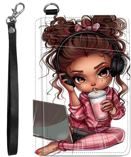 BVCLKJPOI RFID Blocking Wallet Women Slim Credit Card Holder with ID Window, Cute Small Front Pocket Card Wallet, Minimalist PU Leather Card Case for Travel Shopping Office Use, A4, Schöne Mädchen von BVCLKJPOI
