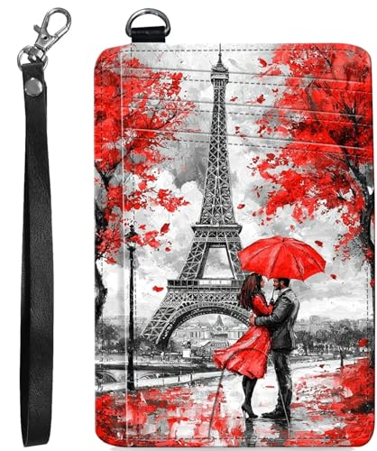 BVCLKJPOI RFID Blocking Wallet Women Slim Credit Card Holder with ID Window, Cute Small Front Pocket Card Wallet, Minimalist PU Leather Card Case for Travel Shopping Office Use, A5, Eiffelturm von BVCLKJPOI