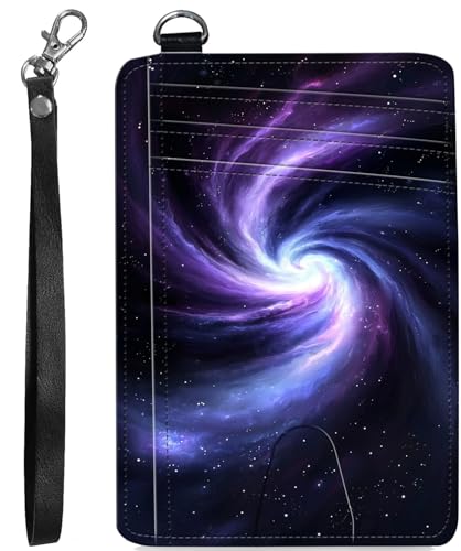 BVCLKJPOI RFID Blocking Wallet Women Slim Credit Card Holder with ID Window, Cute Small Front Pocket Card Wallet, Minimalist PU Leather Card Case for Travel Shopping Office Use, A5, Galaxy Black Hole von BVCLKJPOI