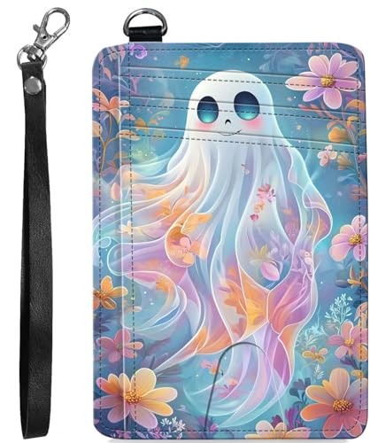 BVCLKJPOI RFID Blocking Wallet Women Slim Credit Card Holder with ID Window, Cute Small Front Pocket Card Wallet, Minimalist PU Leather Card Case for Travel Shopping Office Use, A5, Haunted Spirit von BVCLKJPOI