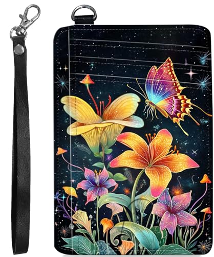 BVCLKJPOI RFID Blocking Wallet Women Slim Credit Card Holder with ID Window, Cute Small Front Pocket Card Wallet, Minimalist PU Leather Card Case for Travel Shopping Office Use, A5, Schmetterling von BVCLKJPOI